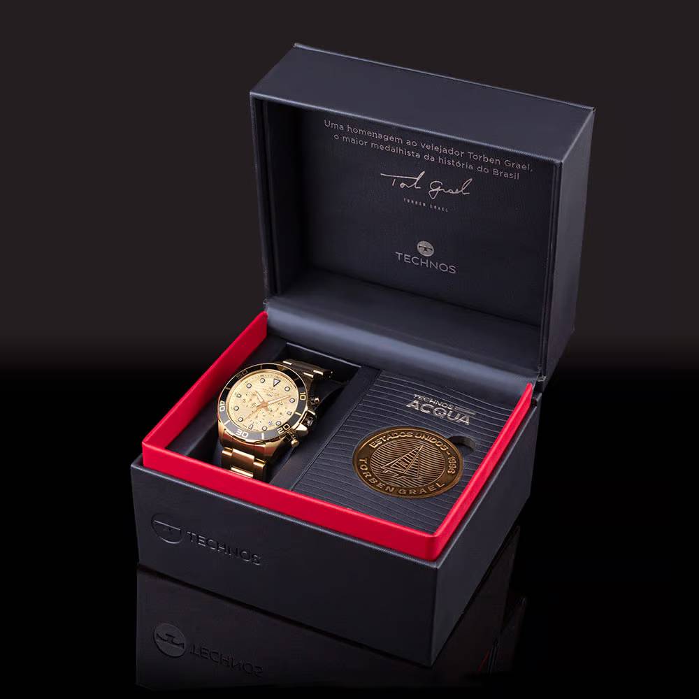 Kit Technos Masculino Acqua Dourado